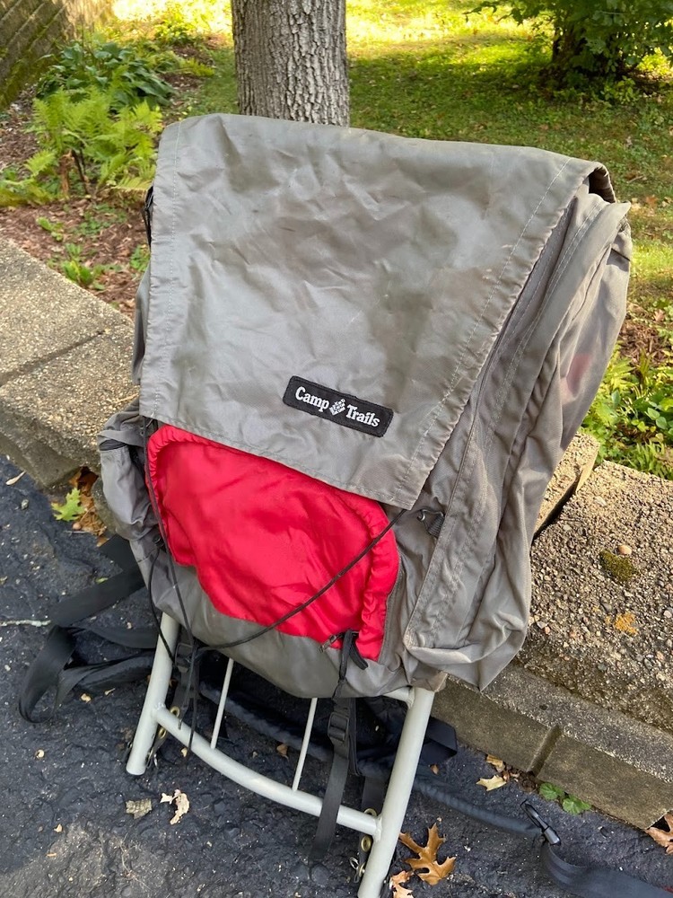 Camp Trails External Frame Hiking Backpack Size L Red and Tan