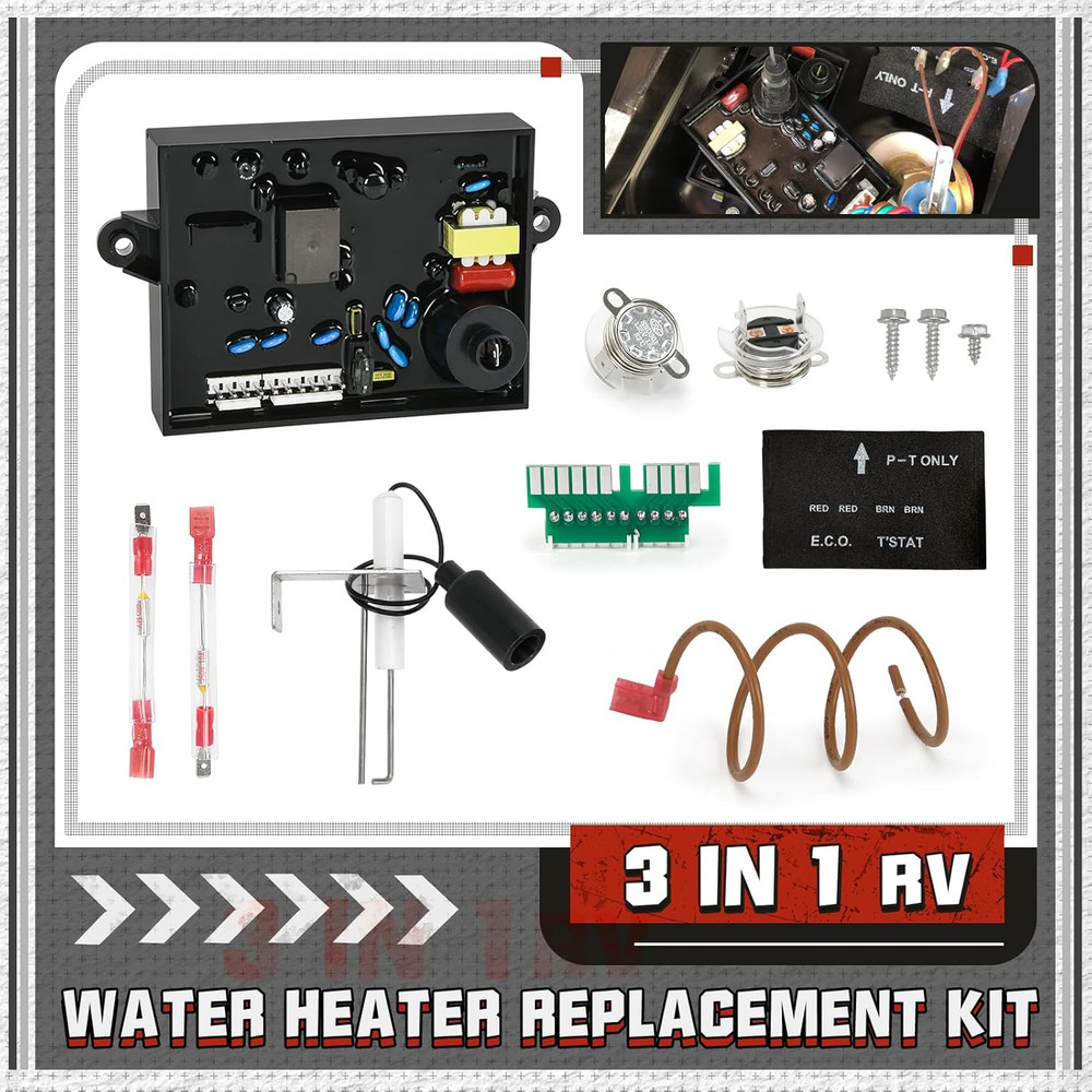 3 in 1 91365 RV Water Heater Control Circuit Board with Fuse,91447 Thermal Cut o