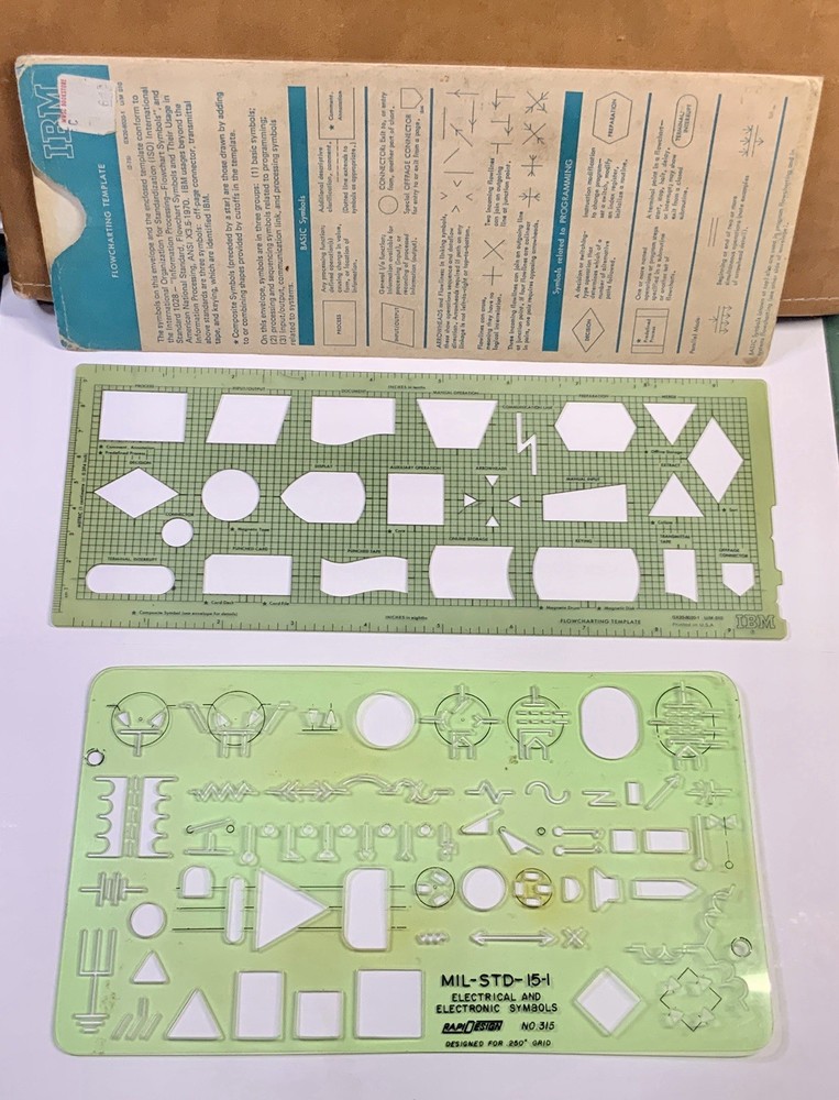 Vintage Drafting Templates Electrical Electronic And IBM Flow Charting