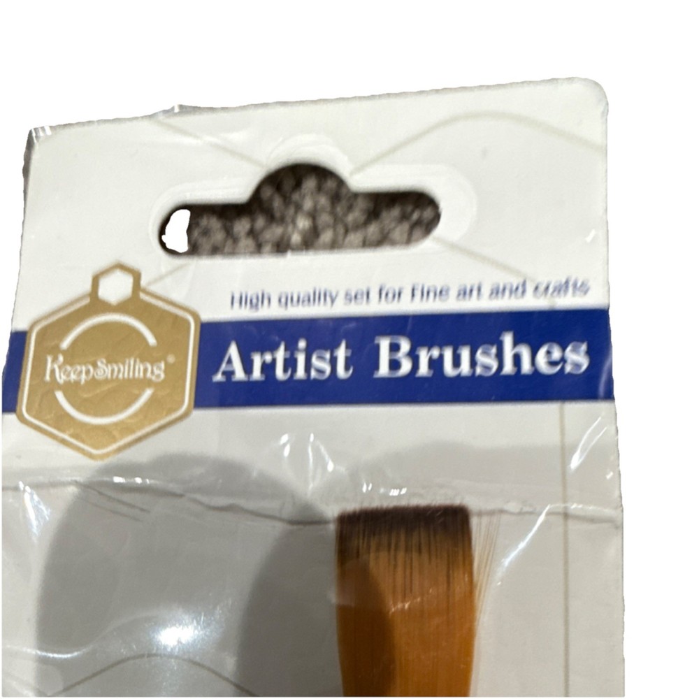 Keep Smiling Artist Brushes Set Flat & Round Size 10