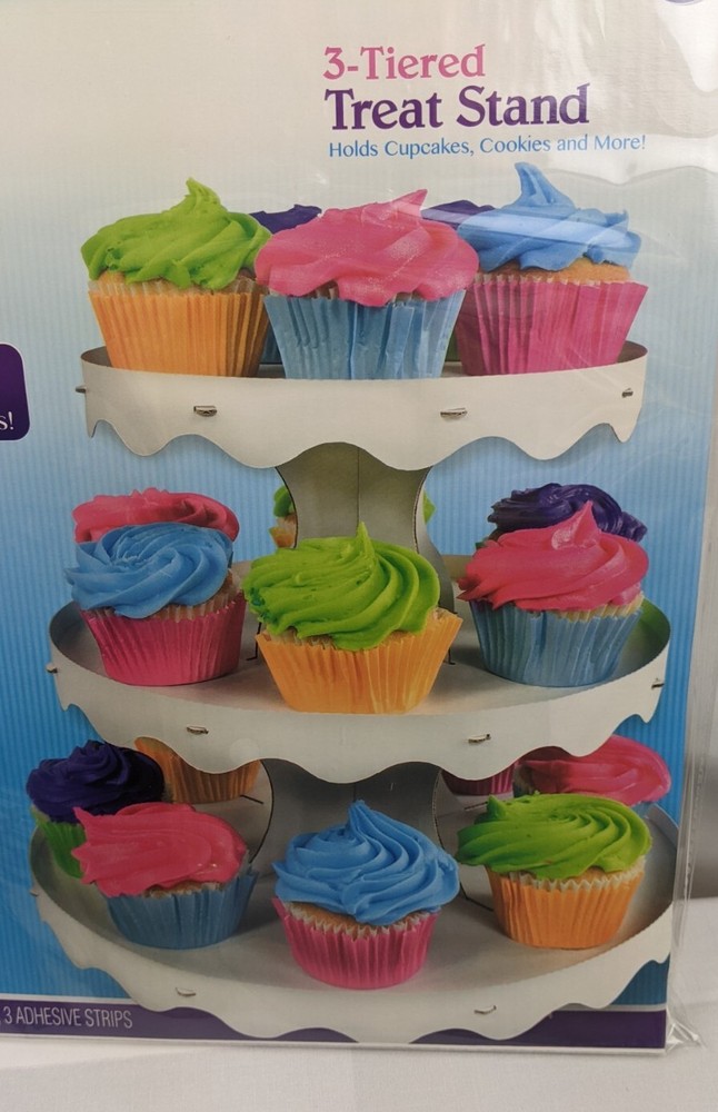 Tiered Serving Tray for Sweets 3 Level Round Display Rack, White Party Stand
