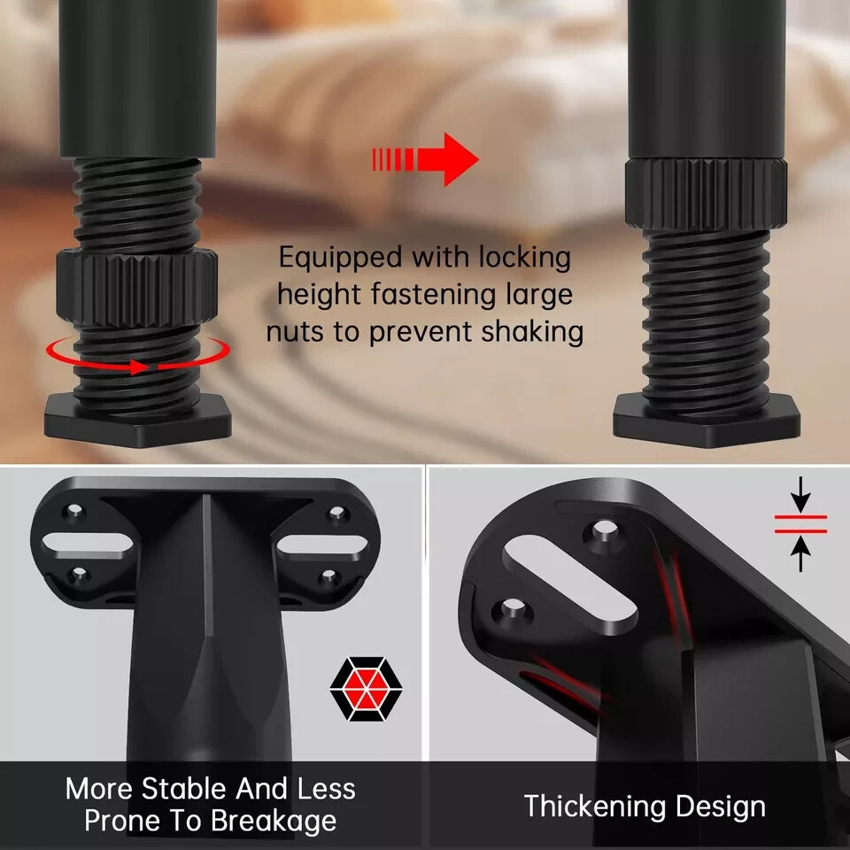 4PCS Adjustable Bed Frame Support Legs (5.1"-8.3"), Frame Center Slats Heavy Sup