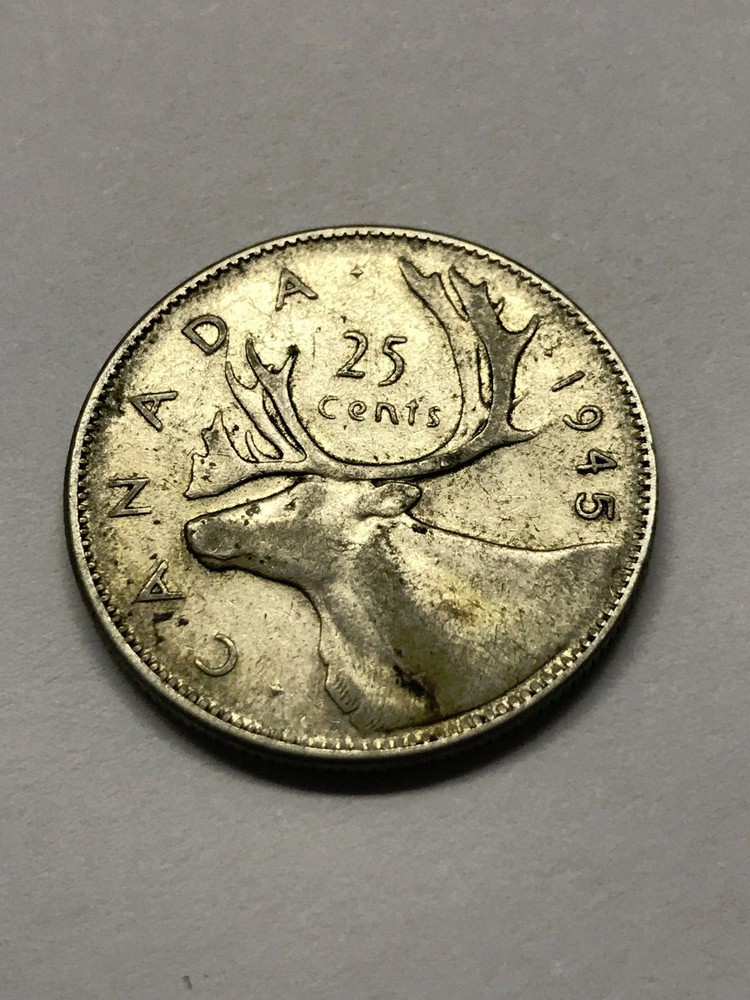1945 Canada Silver 25 Cents Fine+ #10077