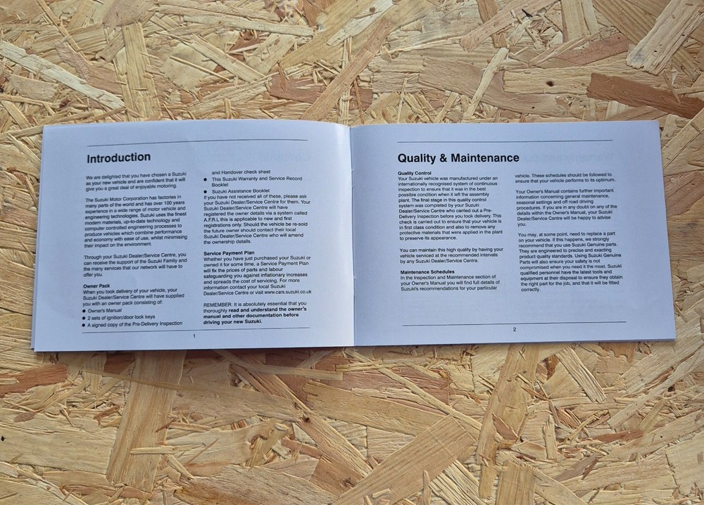 Suzuki Service History Blank Book For All Models