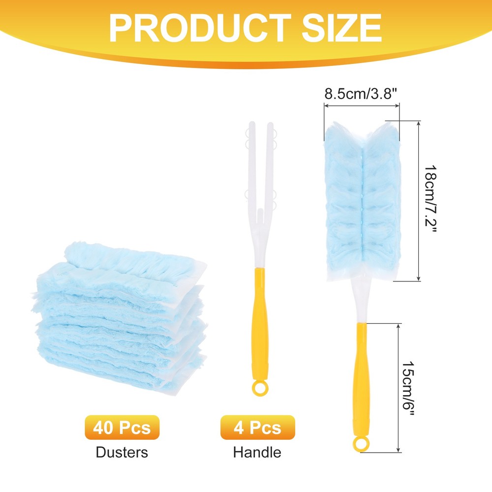 4 Count Yellow Handle Refill, with 40 Blue Dusters