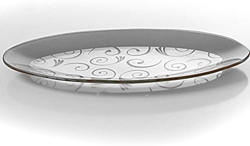 GAC Tempered Glass Oval Platter Stackable (silver)