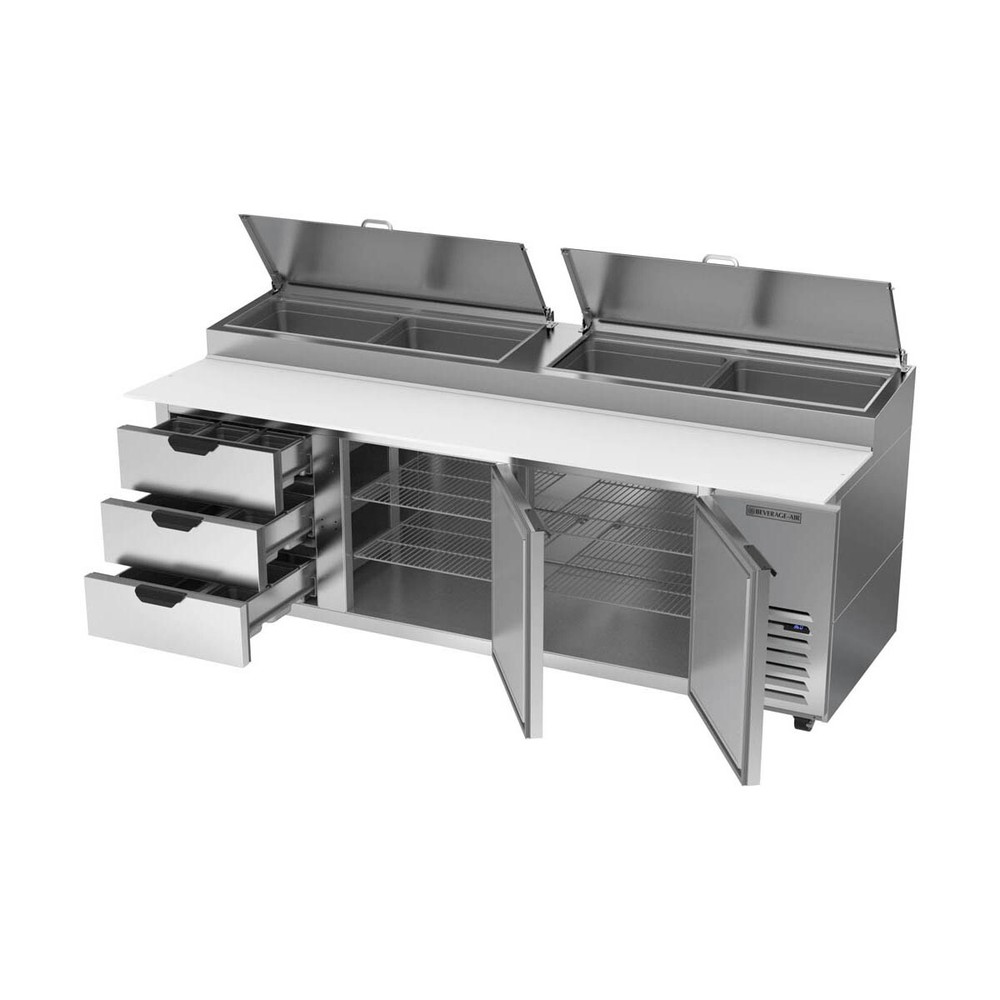 Beverage Air DPD93HC-3 93" Refrigerated Pizza Prep Table
