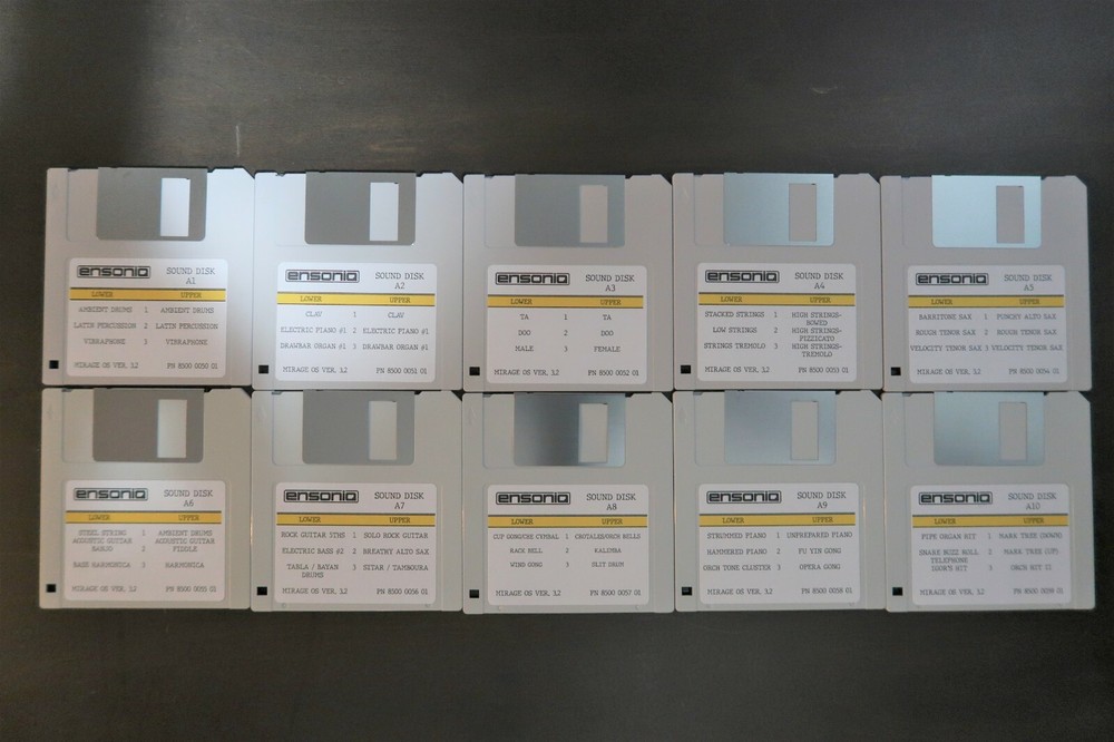 Ensoniq Mirage Complete 30 Disk Set - Factory Library Disk A1-C10