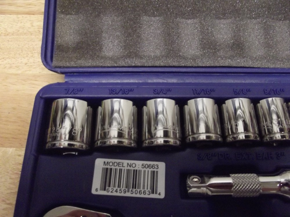 Williams 50663 3/8" Drive SAE Socket Set with Ratchet, Case