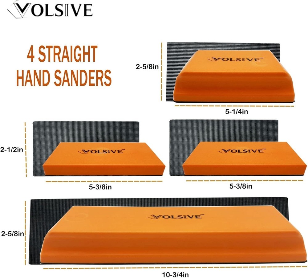 7Pcs Hand Sanding Block Set, Rectangle Handheld Sanding Pad, Hook and Loop Inter