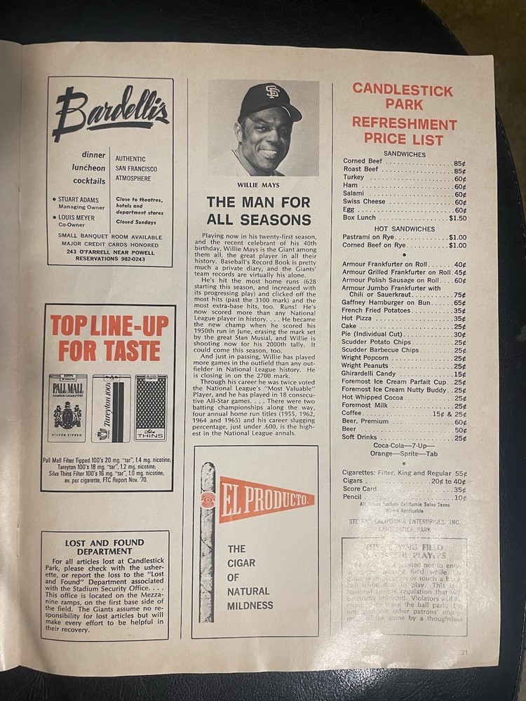 San Francisco Giants 1971 Program And Scorecard.