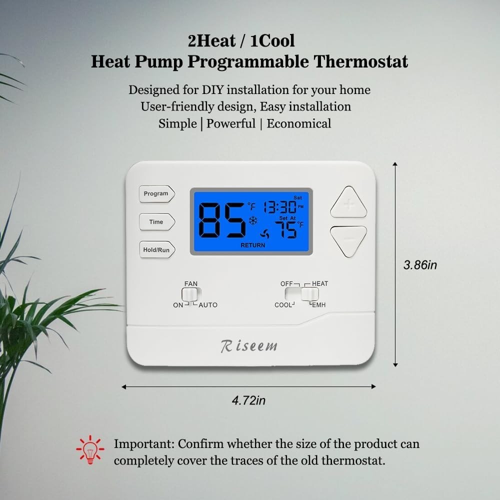 Thermostat for Heat Pump,Programmable Home,Single-Stage Blue