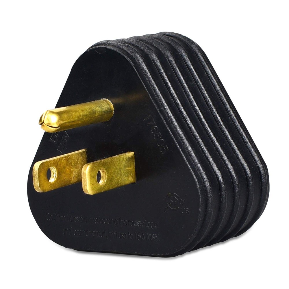 Elecstream Tech RV Power Adapter, NEMA 5-15P to 15M/30F-Triangle, Black