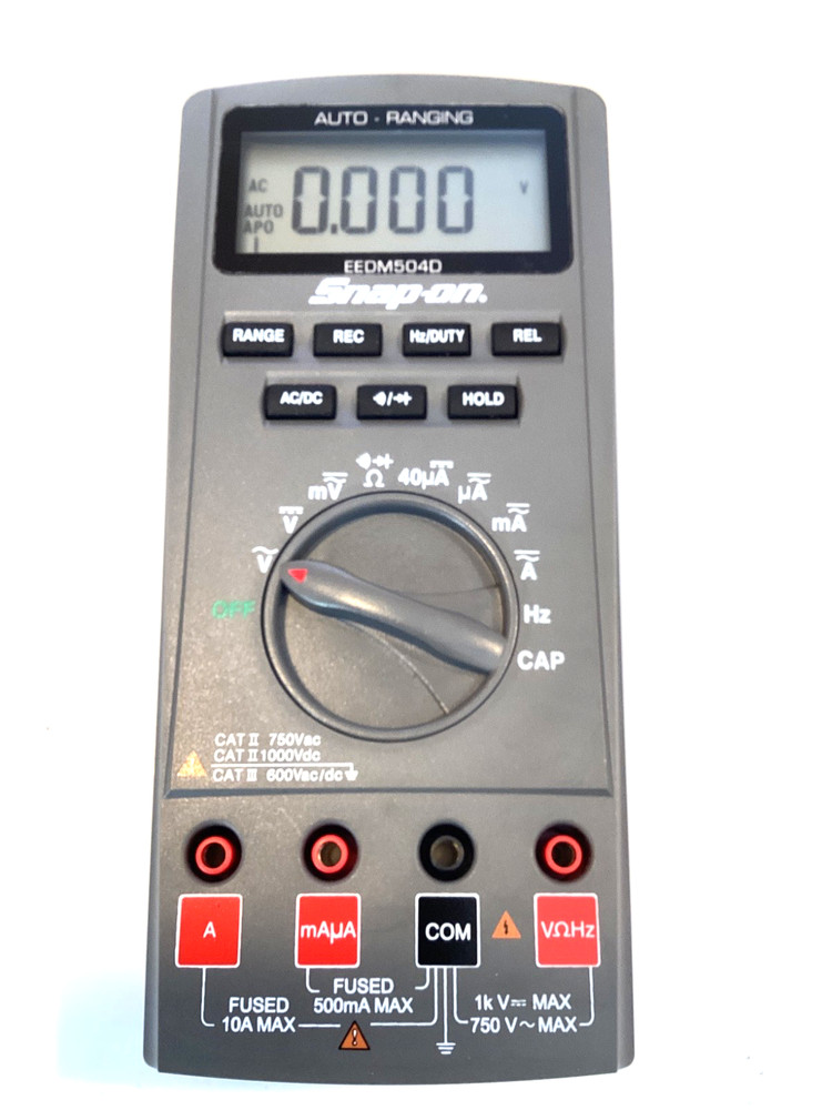 Snap On Auto Ranging Digital Multi Meter Kit Leads Pouch Manual EEDM504D MINT