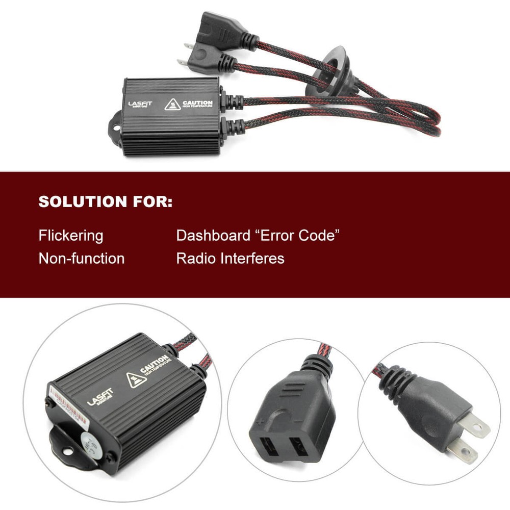LASFIT H7 LED Bulbs Canbus Decoder Error Free Warning Canceller Anti Flicker