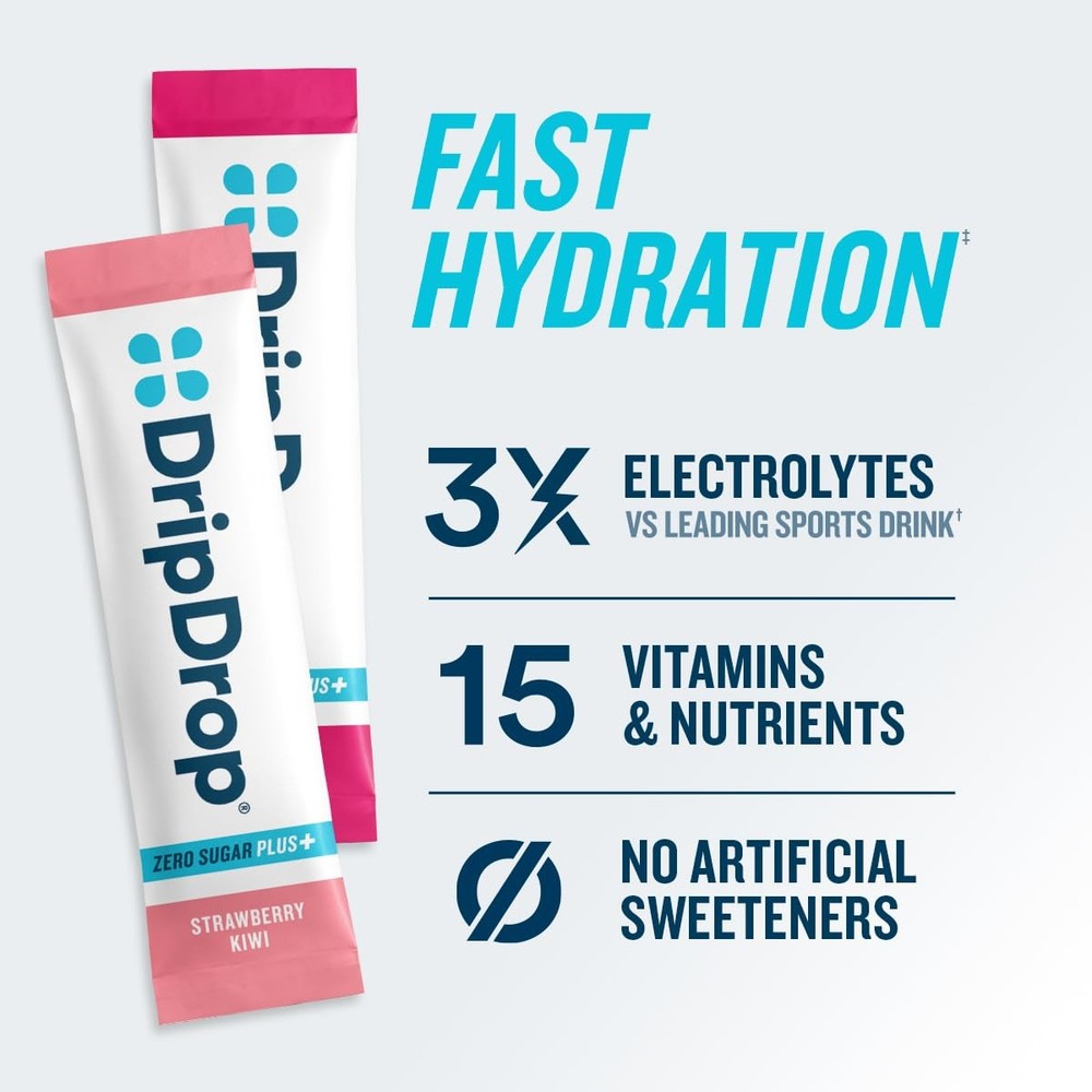 DripDrop Zero Sugar Plus - Free Hydration Packets - Single 16 Count