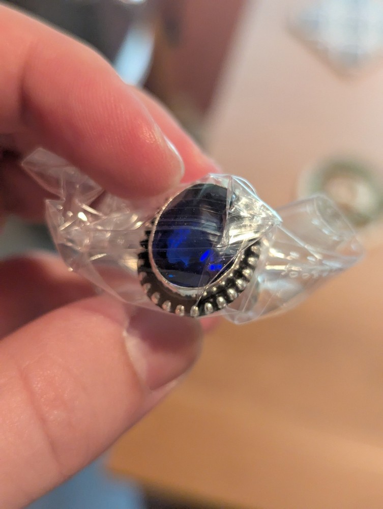 Blue Sapphire Oval Ring Size 9