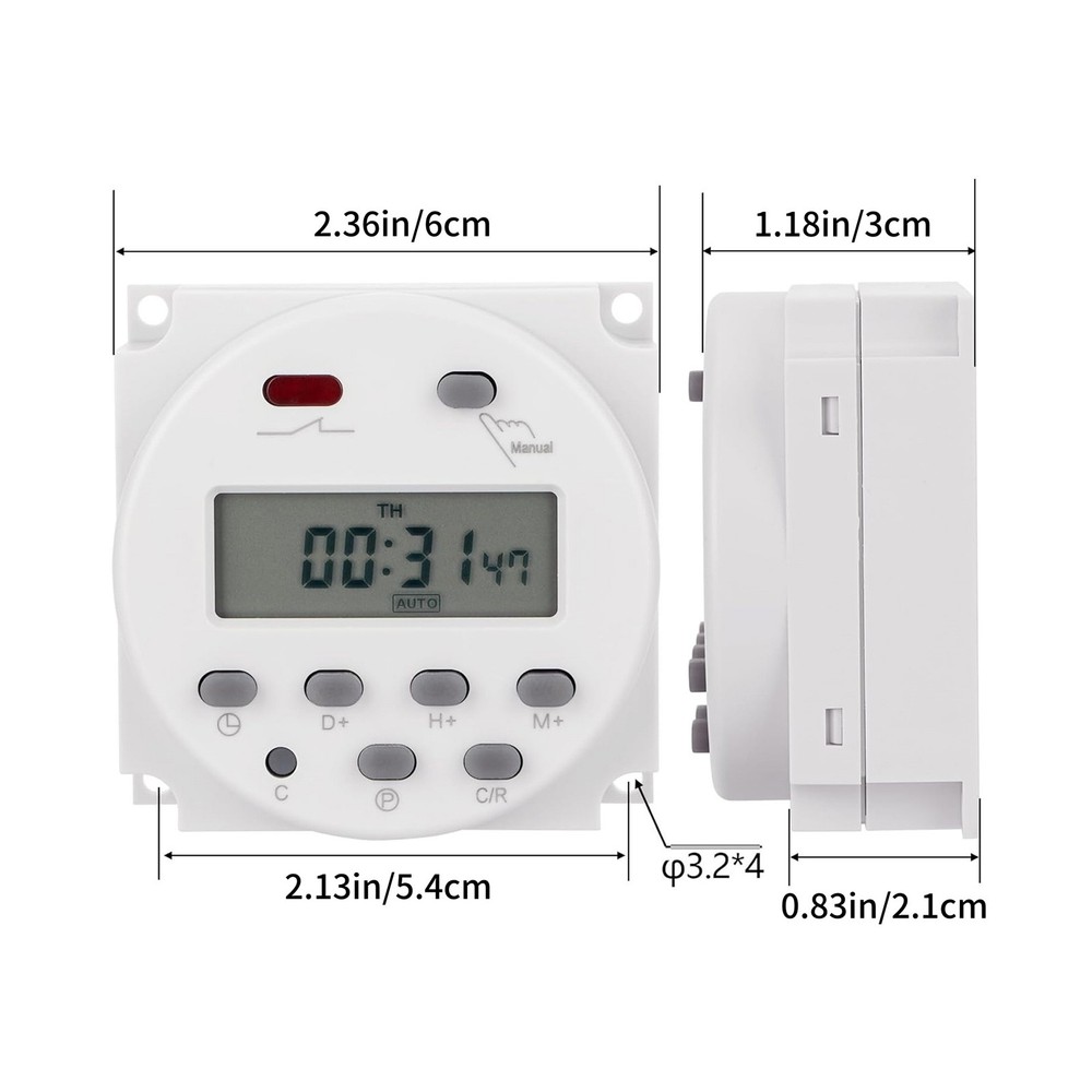 DC 12V Digital LCD Weekly Programmable Timer For Relay Switch 16A 17 Programs