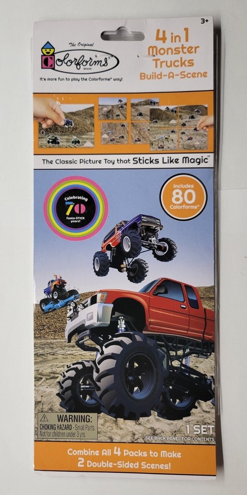 Colorforms 4-in-1 Monter Trucks Build A Scene