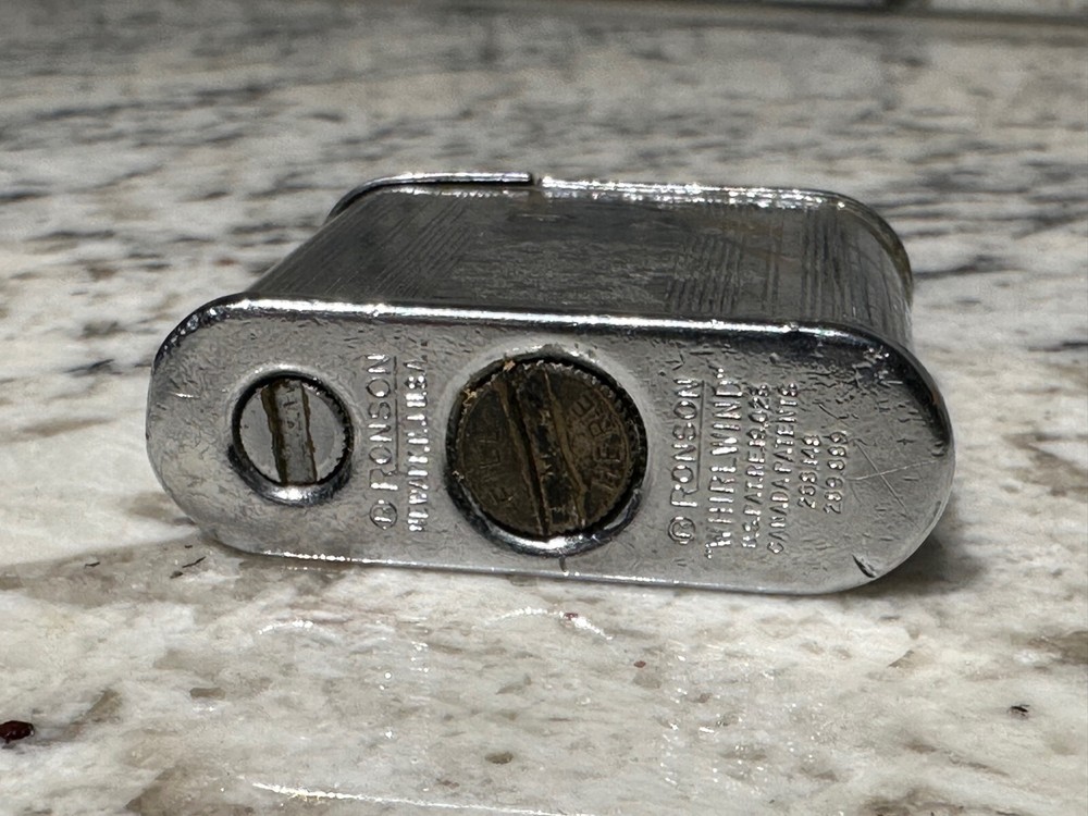 RONSON WHIRLWIND Silver Tone Vintage Lighter Initials G A Art Deco Design