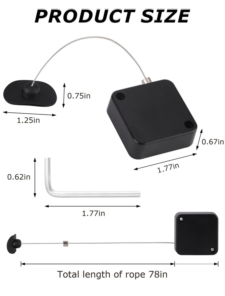 MERDTTES 6.5 Ft Retractable Remote Control Tether Locks, Security 2 PCS