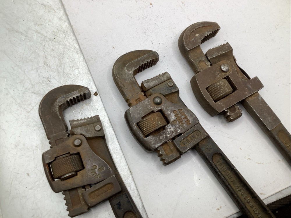 (3) Vintage 8” Pipe Wrenches TRIMO & DANIELSON
