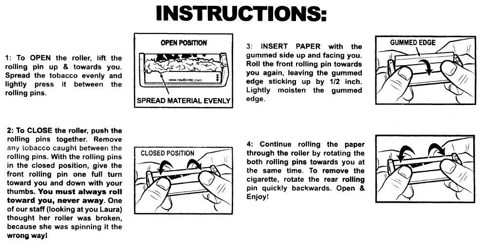 RAW 79mm Cigarette Rolling Machine - Made from Hemp Plastic! with instructions