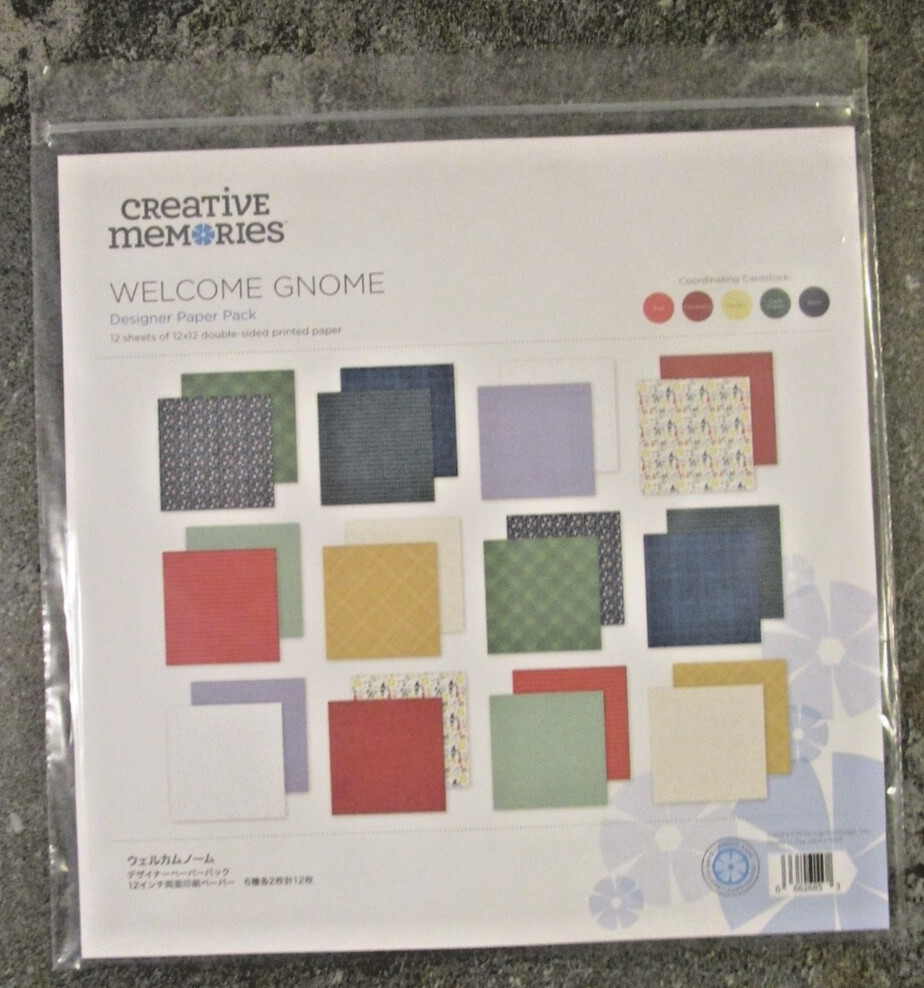 Creative Memories Welcome Gnome Designer Paper Pack 12 sheets 2023 NEW