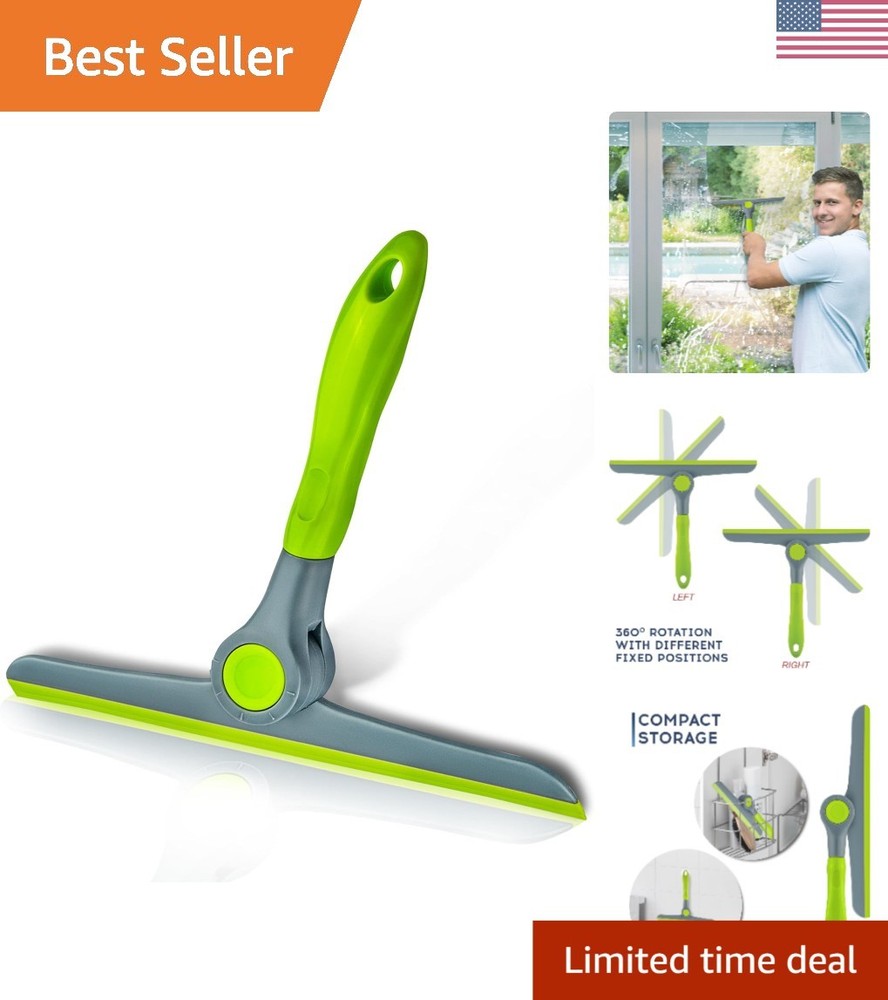 Versatile Handheld Squeegee for Windows, Shower Doors & Mirrors - Green/Grey