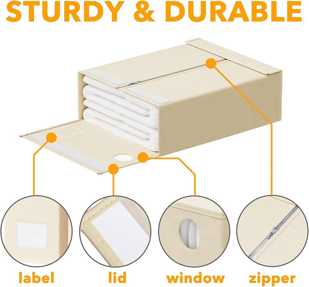 6-Piece Sheet Organiser, Foldable Sheet Organiser with Window, (Beige)