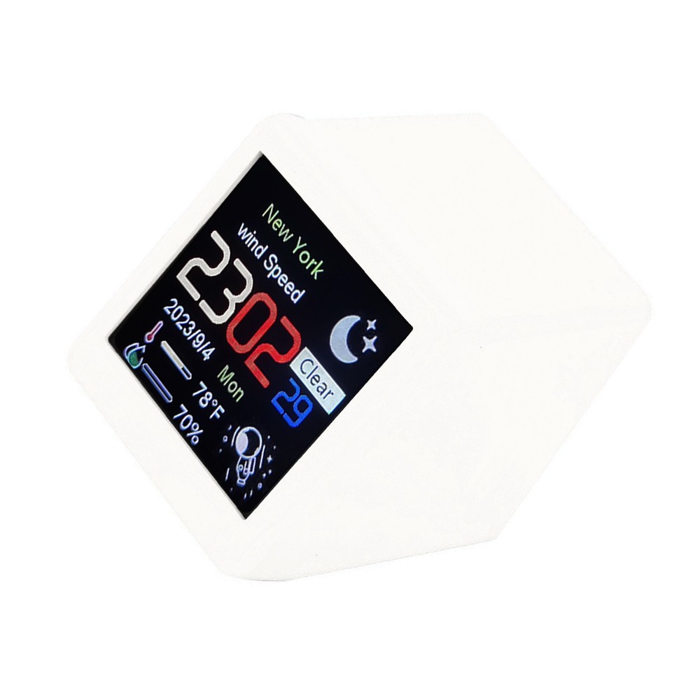 White Clock WIFI Weather Clock Screen Temperature Humidity Desktop Decor Gift