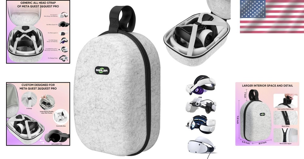 Eco-Friendly Hard Case for Oculus Quest & PS VR2 with Removable Zipper Design