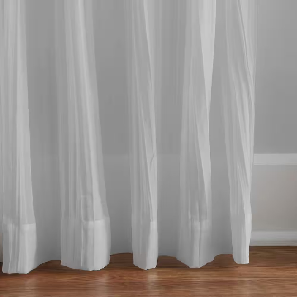 Gray Solid Tab Top Sheer Curtain - 52 In. W X 84 In. L