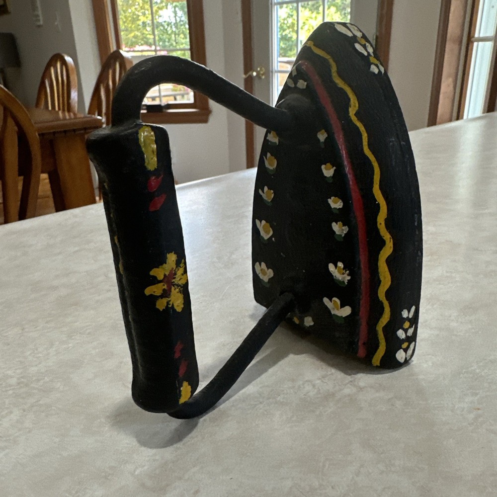 Antique Flat Iron Hand painted