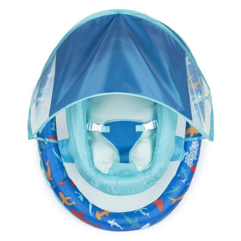 SwimWays Infant Baby Spring Float with Adjustable Sun Canopy - Blue Shark