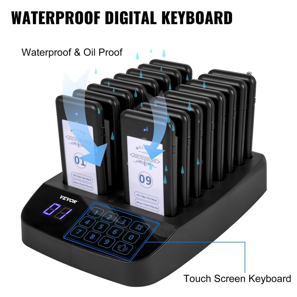 Advanced Wireless Paging Solution 16 Pagers 98 Beepers Vibration Flash Buzzer
