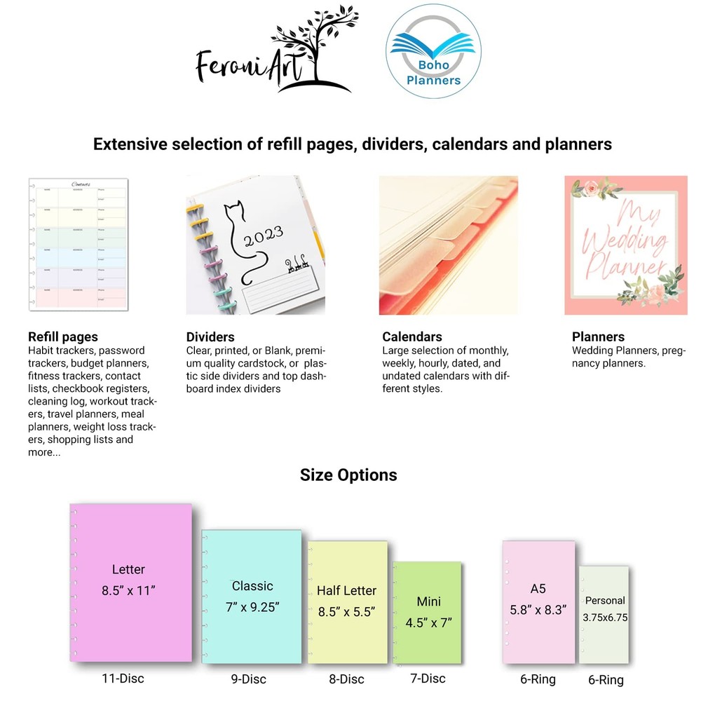 Undated Weekly Planner Inserts - 7-Disc Mini & NOTIQ Mini Capsule (S6) - 4.5x7