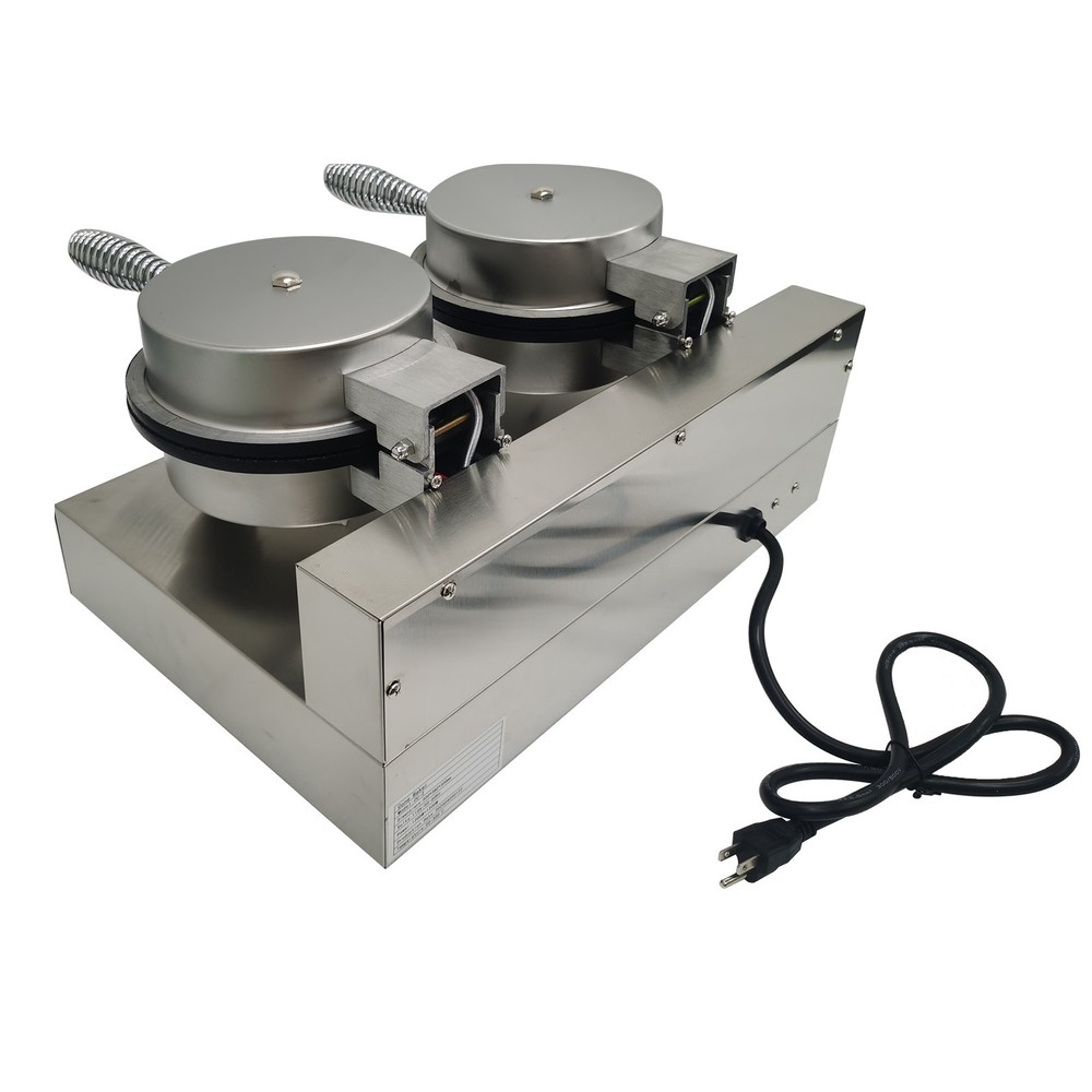 Ice Cream Waffle Cone Maker Machine Non-stick Double-head Egg Roll Making 110V