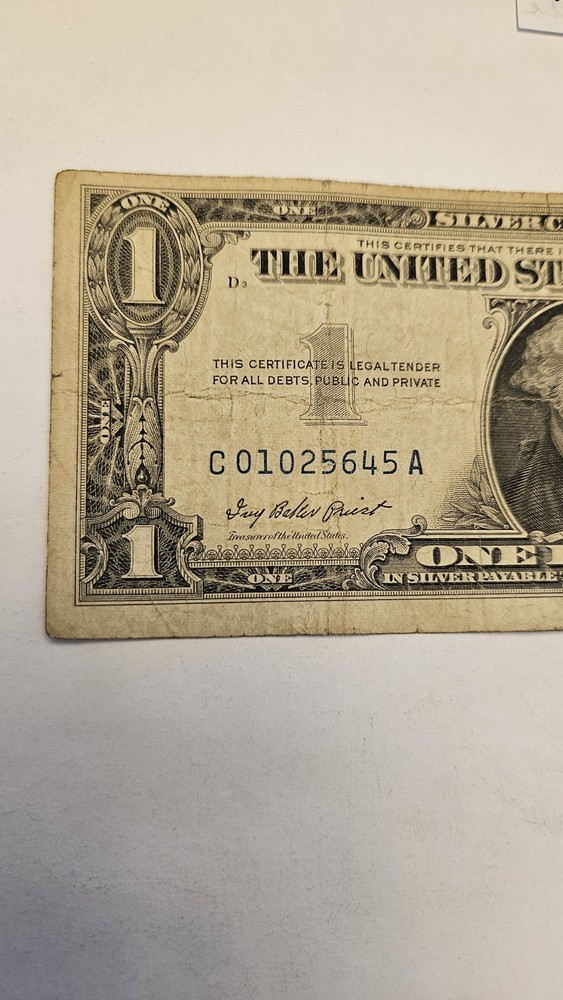 $1 DOLLAR 1957 LOT #11 ONE DOLLAR BILL BLUE SEAL SILVER CERTIFICATE ERROR NOTE