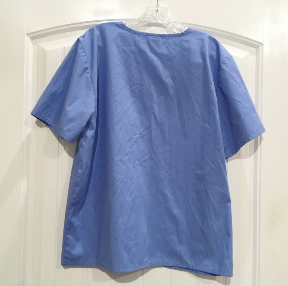SCRUB TOP - SHORT SLEEVE - V NECK - BLUE - MEDIUM