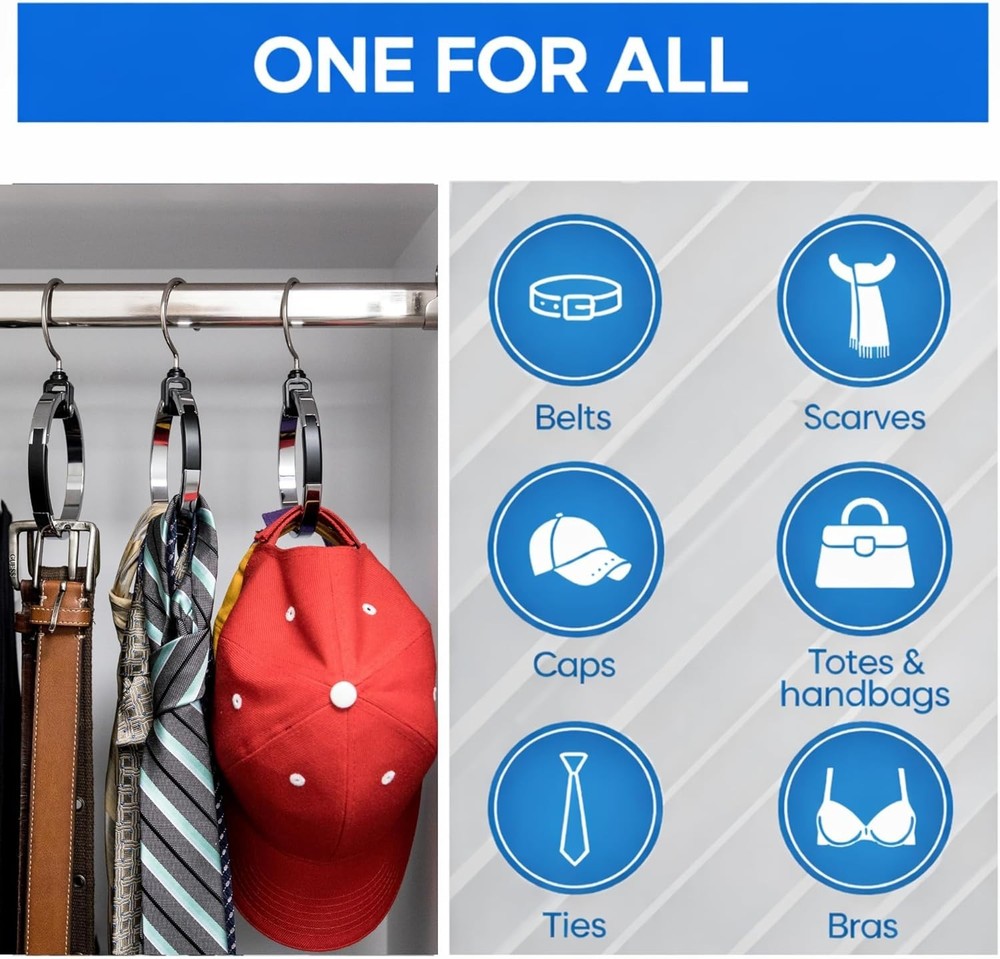 Space Saving Rotating Organizer for Ties, Hats, Purses & Scarves - 2 Pack