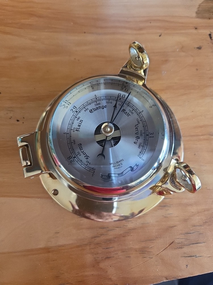 Nautical Barometer, Polished Brass