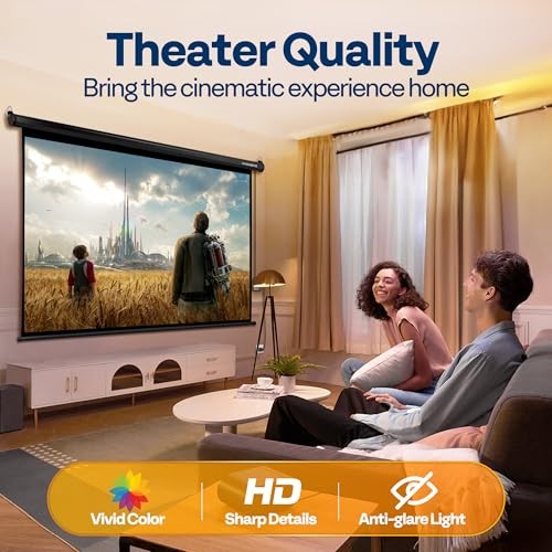 Motorized Projector Screen with Remote, 16:9 100 Inch Auto 100 Inch Black