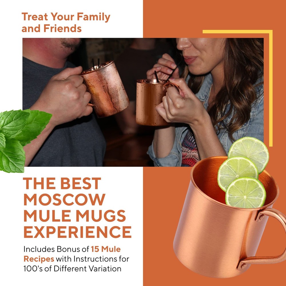 Moscow Mule Copper Mug 16oz Solid Unlined Authentic Cocktail Mug NEW