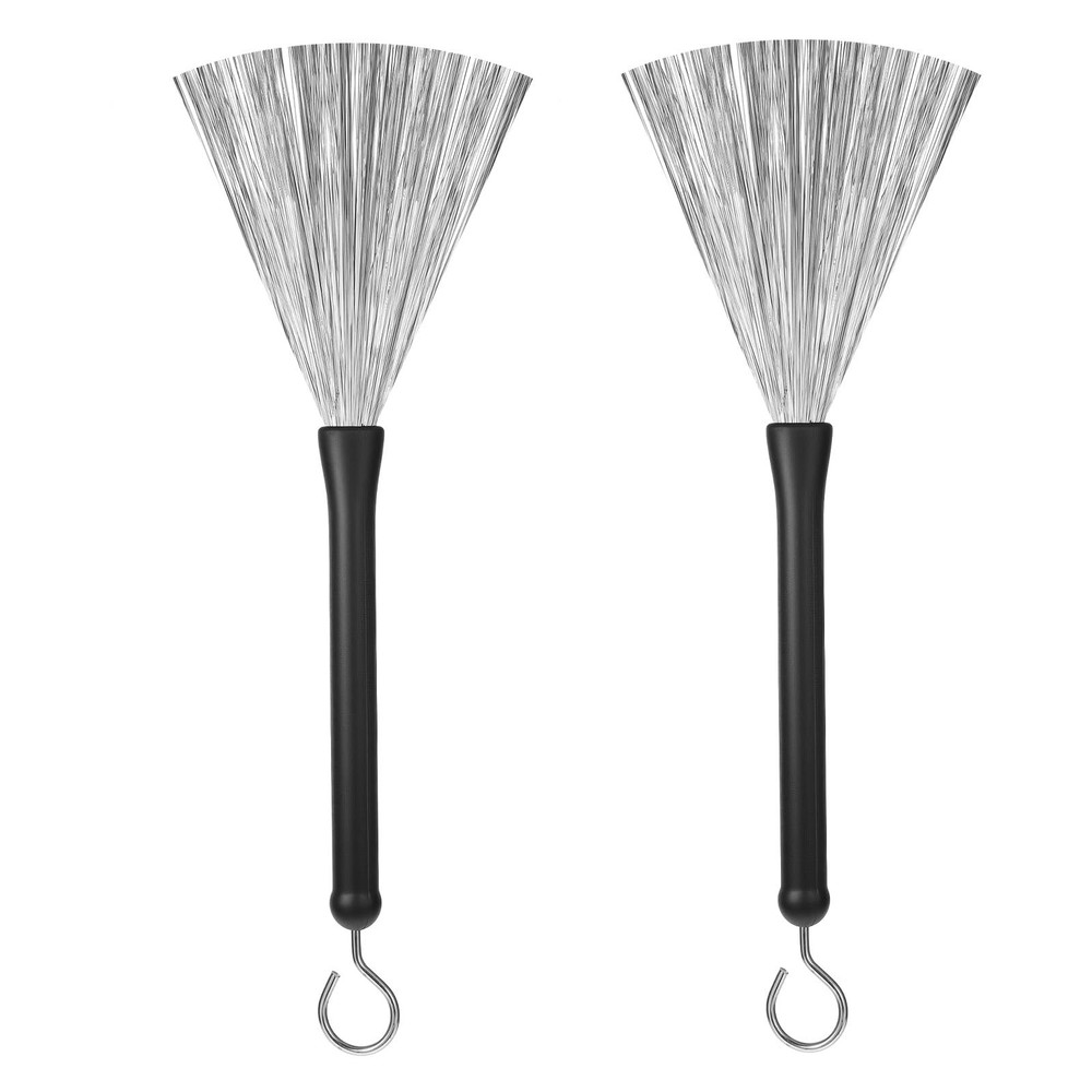 1 Pair Drum Brushes, Retractable Wire and Percussion Black Silver