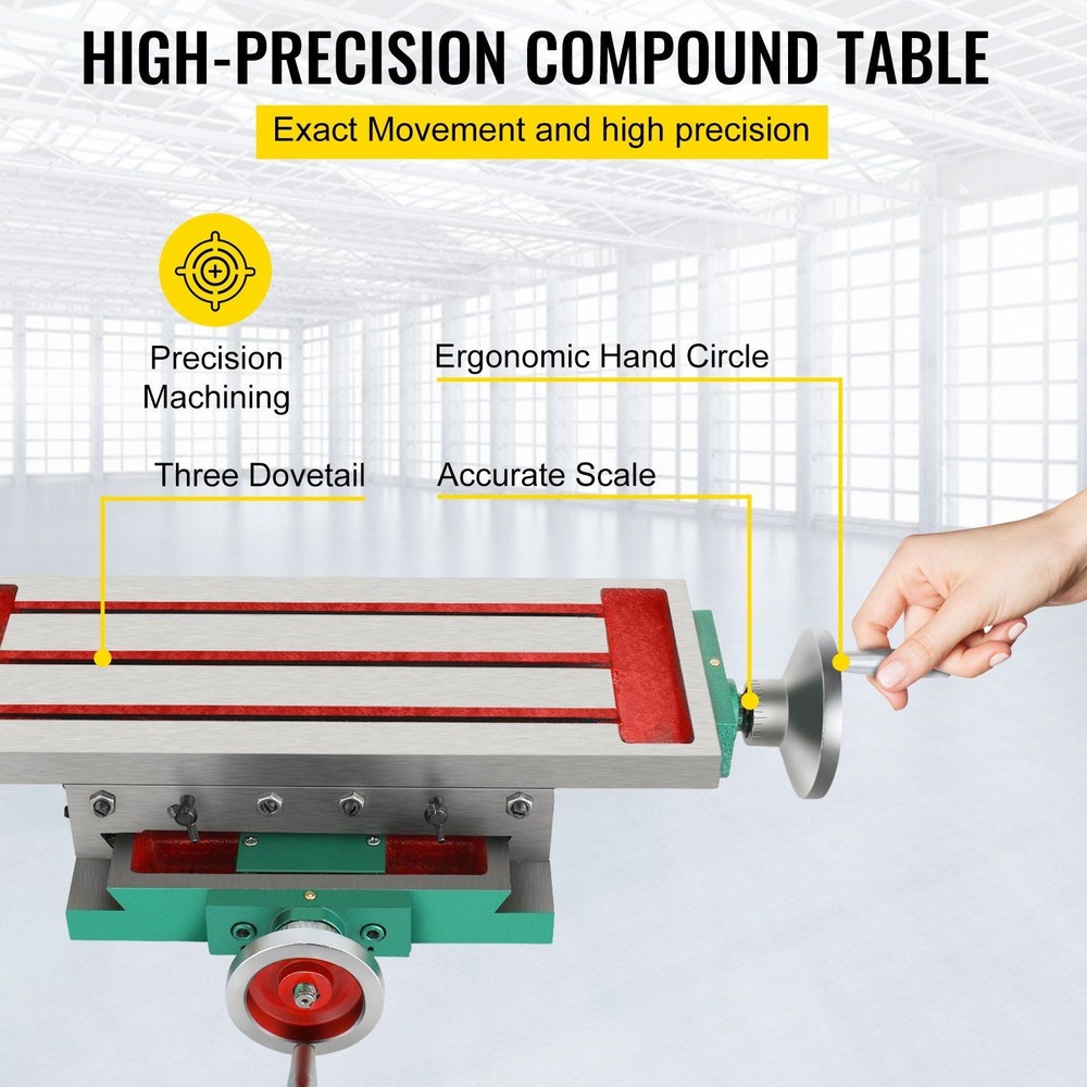 2-Axis 4-Way 17.7x6.7in Heavy-Duty Compound Work Table & Milling Base