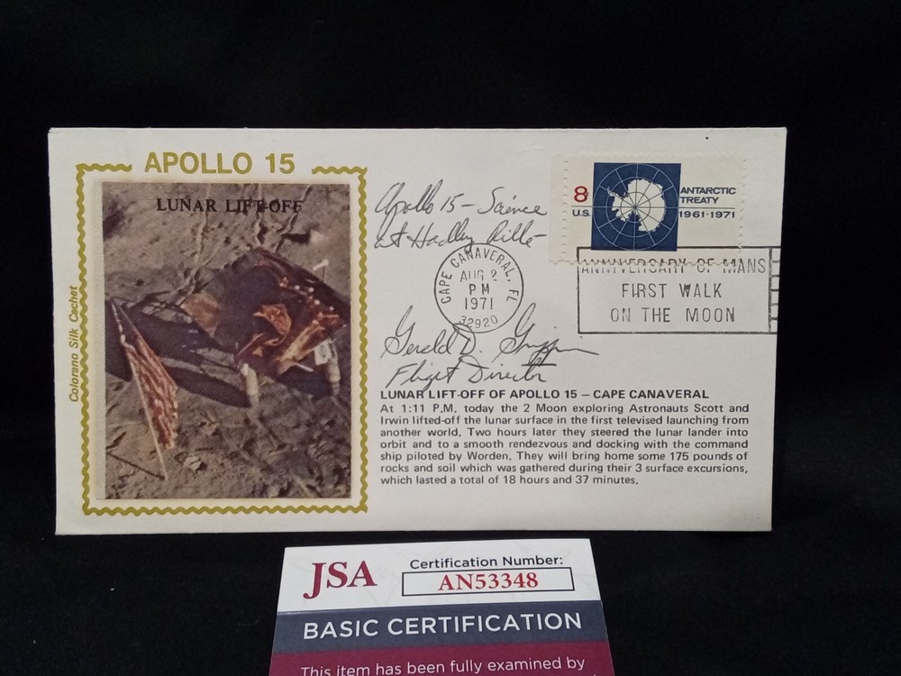 Gerald Griffin Signed NASA Apollo 15 Cachet JSA COA