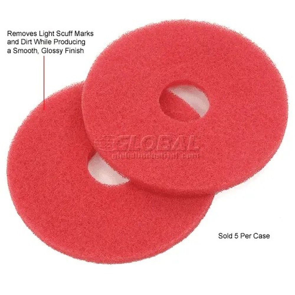 Global Industrial? 13" Buffing Pad, Red, 5 Per Case
