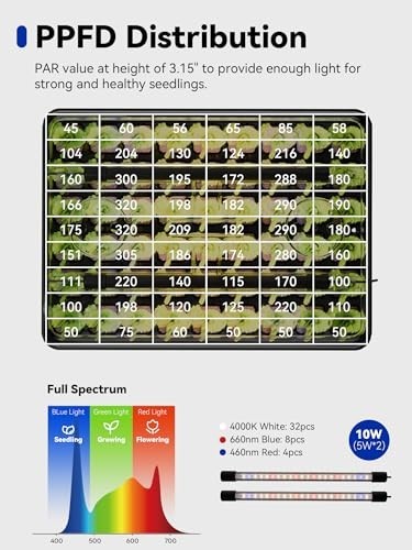 Seed Starter Tray with Grow Lights - 54-Cell Kit, Humidity Dome, Timer & Adjusta