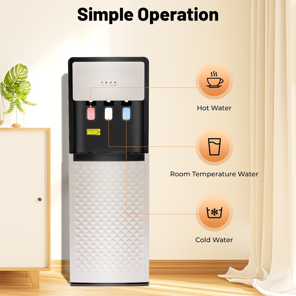 Bottom Load Water Cooler Dispenser With Safety Lock 3 Temperature Settings NEW